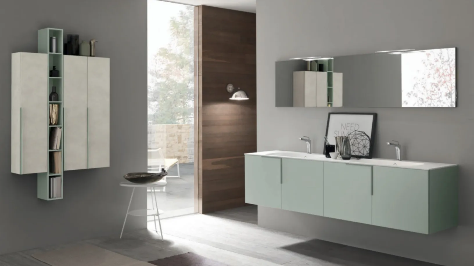 Mobile da Bagno sospeso M1 System C111 in laccato opaco di Baxar