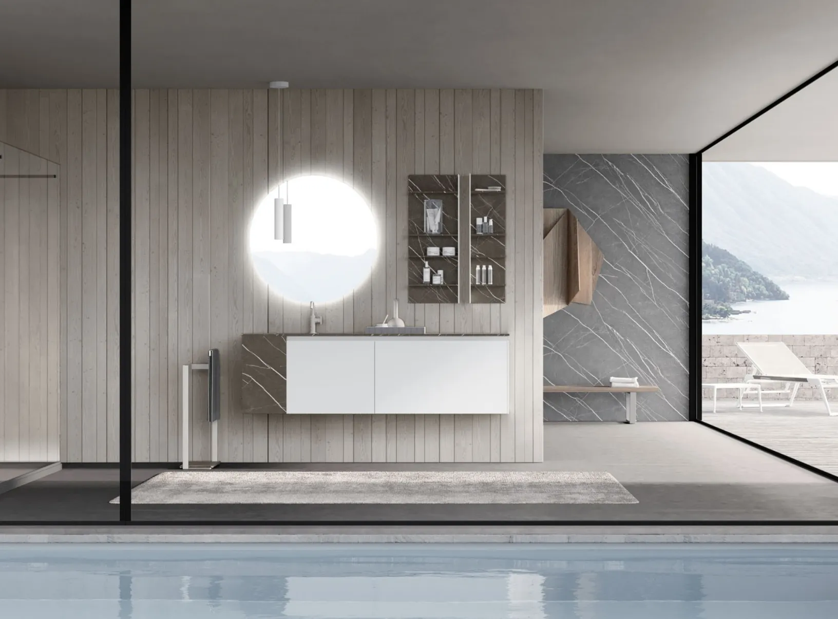 Mobile da Bagno sospeso M2 System 221 in laccato opaco e HPL di Baxar