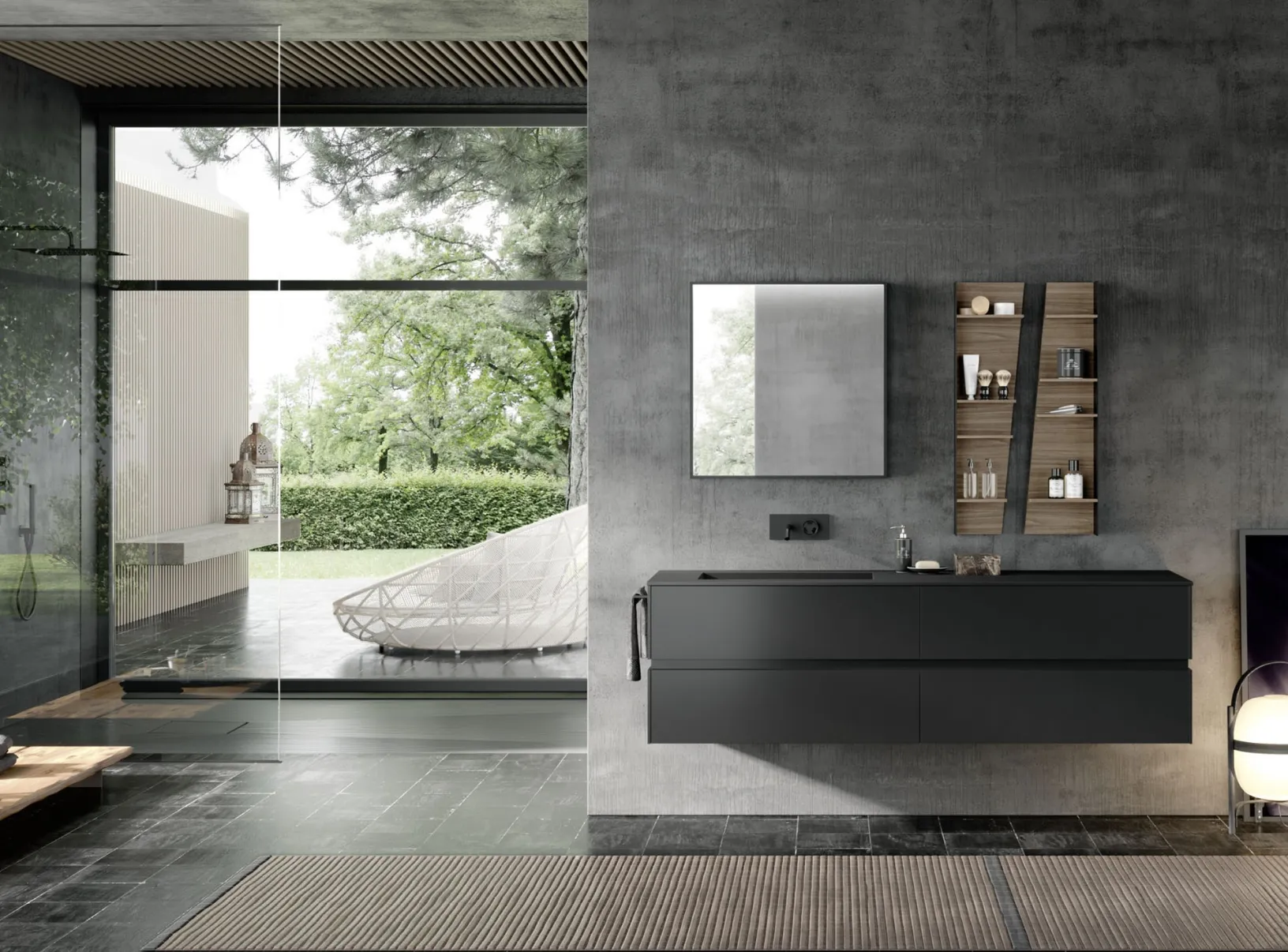 Mobile da Bagno sospeso M2 System 224 in laccato opaco di Baxar