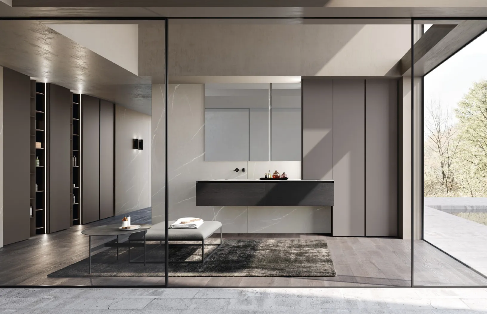 Mobile da Bagno M3 System 307 in rovere nero impiallacciato di Baxar