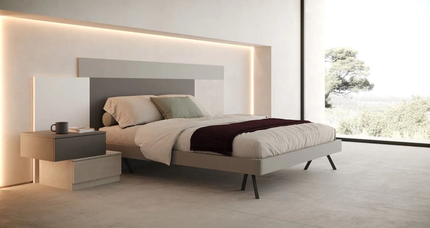 Letto con testiera in laccato opaco Velvet di Giessegi