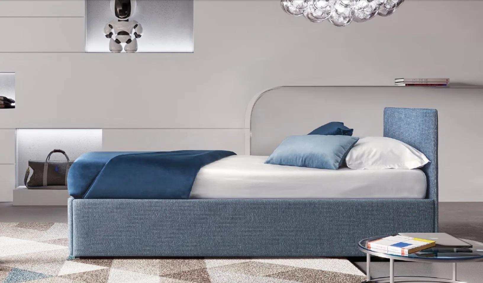 Letto Gelsomino in tessuto con secondo letto estraibile di Le Comfort